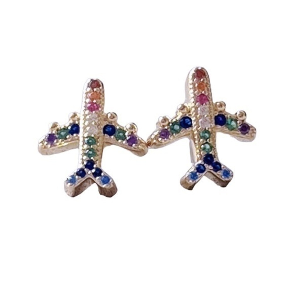 18K Gold Vermeil rainbow 🌈 diamonds stud earrings